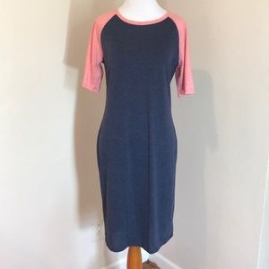 Demin Blue and Salmon Pink LuLaRoe Julia S